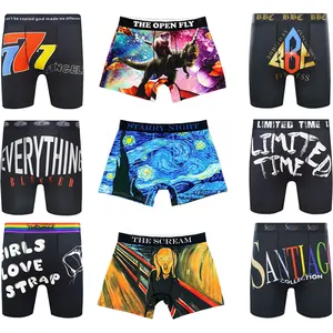 OEM Pequena Ordem de Alta Qualidade Men's Underwear Poliéster E Spandex Boxer Briefs Shorts Full Print Underwear For Men