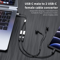 Adaptateur Hub Double Port USB-C Femelle vers Mâle, Câble Répartiteur Blindé Tressé Neuf, Convertisseur 2xUSB-C Femelle pour une Meilleure Connectivité