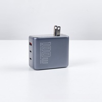 Cargador de Pared GaN de 100W con Pantalla TFT Inteligente, Enchufe Plegable, 2 Puertos Tipo C + USB, Carga Rápida de Protocolo Completo, Adaptador OTP de 30W