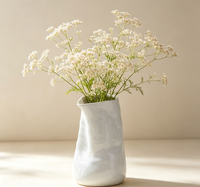 Vase Minimaliste en Céramique et Porcelaine Blanc Pur Glaçuré Moderne pour Décoration de Table, Salon, Anniversaire