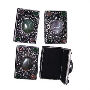 Bandeja Rectangular de Cobre Plateado con Piedra de Ágata, Diseño Antiguo, Imitación de Esmalte, Arte Folclórico, Regalo Empresarial para Coleccionistas de Arte - Product Image 4