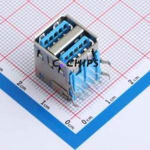 HC-USB3.0-L175-2X1-J USB Connector Bent Lead Through Hole Connector Type-A USB 3.0 Female Right Angle Insert - Product Image 1