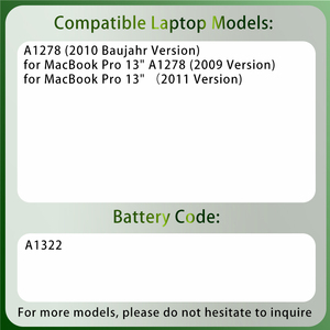 63.5Wh <span class=keywords><strong>แบ</strong></span><span class=keywords><strong>ต</strong></span>เตอรี่แล็ปท็อป A1322 10.95V สำหรับ <span class=keywords><strong>MacBook</strong></span> <span class=keywords><strong>Pro</strong></span> 13นิ้ว A1278 (2009-2012) MC700 MC374 MB990 MB991ขายส่ง - Product Image 2