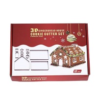 Ensemble de 10 emporte-pièces pour maison en pain d'épices de Noël, en acier inoxydable, moule à biscuits 3D, résistant au four, passe au lave-vaisselle, écologique