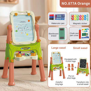 Juego de Pizarra de Dibujo Vertical de Doble Cara 3 en 1 para Niños con Patas de Altura Ajustable y Silla Pequeña, Juguete para Garabatear para Niños - Product Image 5