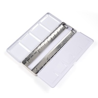 Art Kreation TB-MS-Pastell Beige Aquarell-Box aus Weißblech, farbenfrohe, rutschfeste Vollpfännchen, festes Pigmentetui 22*7*2 cm