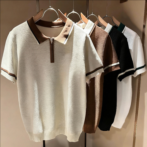 <span class=keywords><strong>Polo</strong></span> a Maniche Corte da Uomo di Nuovo Stile con Revers <span class=keywords><strong>T</strong></span>-<span class=keywords><strong>shirt</strong></span> di Tendenza Ampia Estiva di <span class=keywords><strong>Marca</strong></span> alla Moda a Mezza Manica - Product Image 1