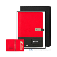 8000mAh Chargement sans fil A5 PU Leather Magnetic Notebook Banque d'alimentation de style feuilles mobiles avec logo lumineux