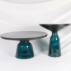 Meubles Disen Mobilier de salon Verre trempé gris foncé Petite <span class=keywords><strong>table</strong></span> basse ronde avec dessus en verre - Product Image 1