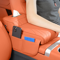 Coussin d'accoudoir de voiture amélioré avec porte-mouchoirs et poche de rangement, coussin surélevé en cuir PU, compatible avec BYD, Toyota