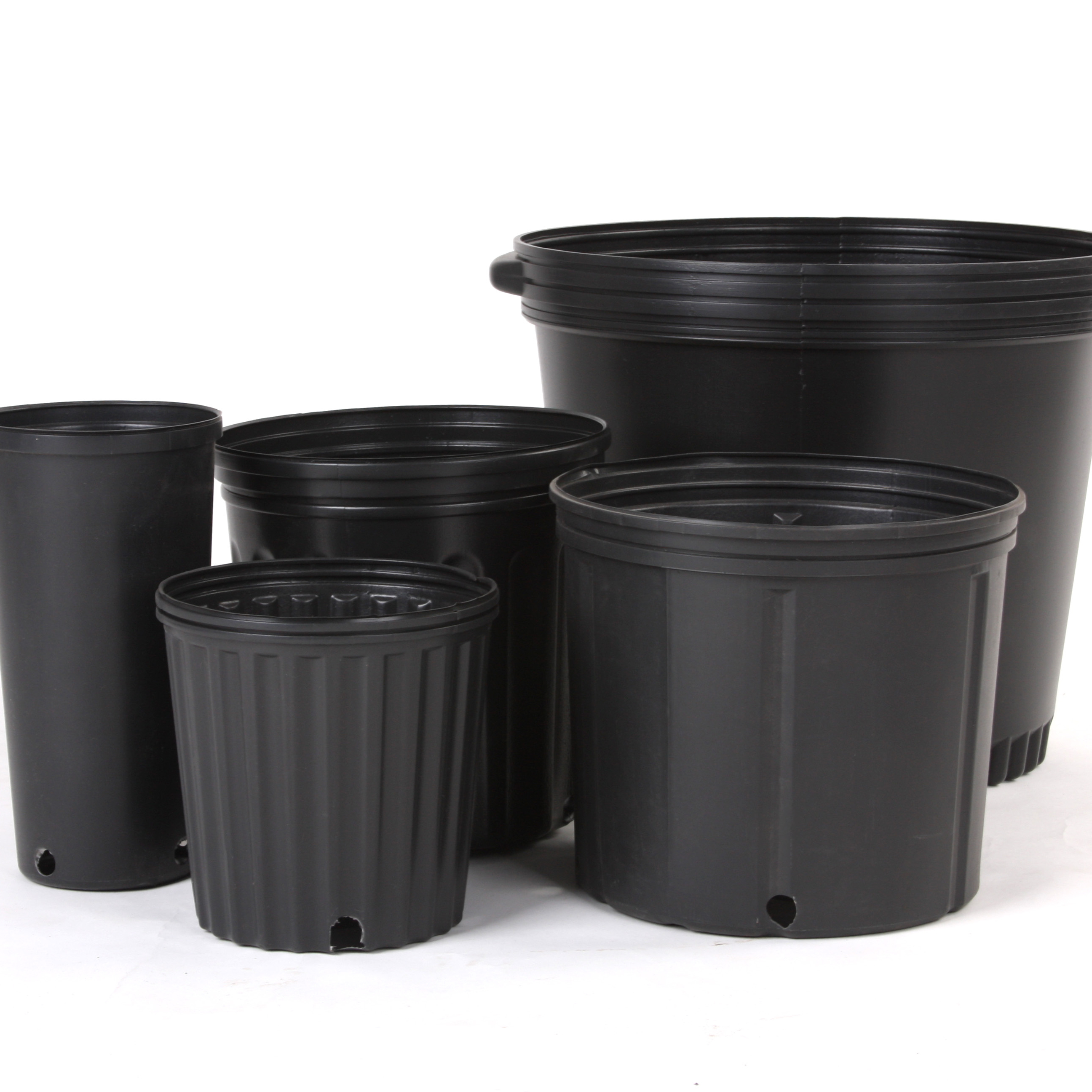 Ingrosso 1/2/3/5/6/7/10/15 gallone da giardino esterno vaso di plastica vaso per vivaio nero