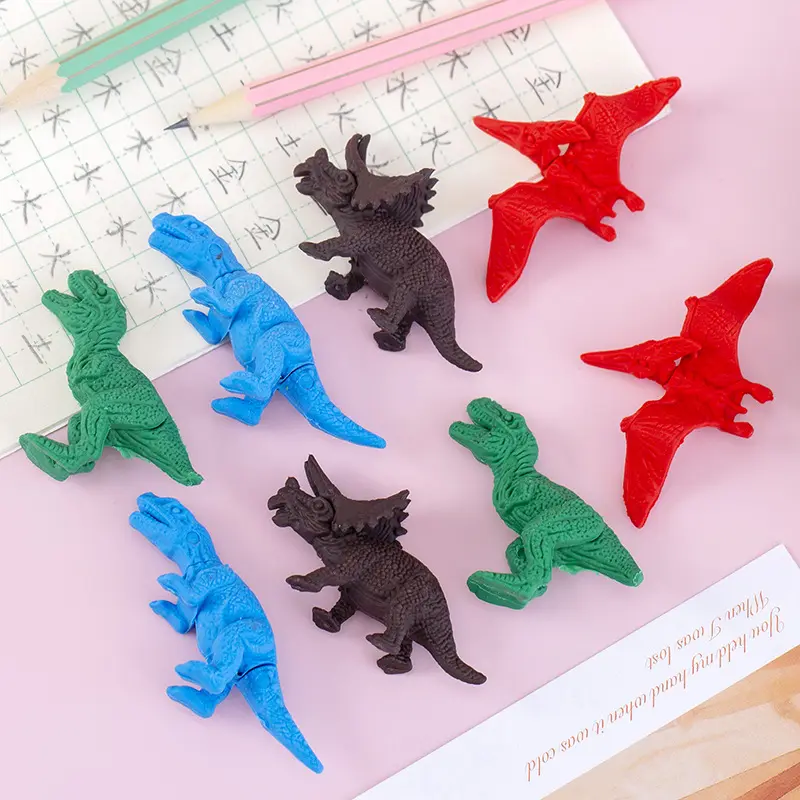 لغز 3D ممحاة السائبة البسيطة ممحاة دمى الديناصور مكتب الحيوانات الأليفة للطلاب الفصول الدراسية ديناصور ممحاة