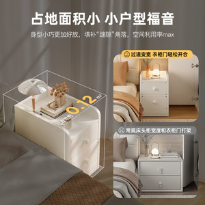 Modern Bedside <b>Table</b> With 2 Drawers Storage Nightstand For Bedroom <b>Small</b> Cabinet <b>White</b> Plastic Top Simple Design - Product Image 3