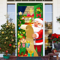 Nouvelle bannière de porte de Noël 2026, Père Noël surveillant la liste des cadeaux, drapeau de bienvenue décoratif en tissu polyester à suspendre