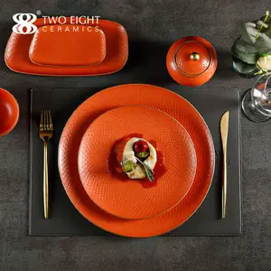 Gold Rim Restaurant Bone China Dinner Set Porcelain Plate Set Hotel Ceramics Plates Dinnerware Ceramic Dinnerware Set Luxury