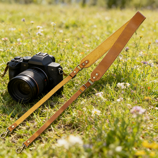 Genuine Crazy Horse Leather Camera Shoulder Strap with Quick Release Clasps Adjustable Length Camera Strap for Photographers