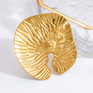 Stainless Steel Lotus Leaf <b>Ring</b> Gold Color Unisex Jewelry Gift Fashion <b>Rings</b> - Product Image 3