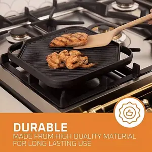 Camping Cookware Preseasoned Square Cast Iron Griddle Grill Sizzling Plate Reversible Double Sided Used