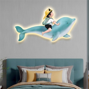 Cuadro de Pared de Porcelana con Cristales y Luz LED, Diseño de Ballena, Estilo Lujoso, para Decoración del Hogar - Product Image 6