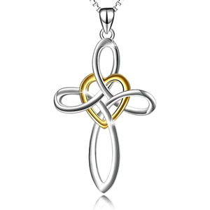 Collana con ciondolo a nodo di cuore per donna, gioielli minimalisti alla moda - Product Image 1