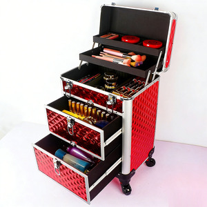 Rolling Makeup Train Case Cosmetology Case <strong>on</strong> <strong>Wheels</strong> Nail Carts Organizer Case <strong>Make</strong> <strong>Up</strong> Artist Tattoo Travel Case Salon <strong>Trolley</strong> - Product Image 3