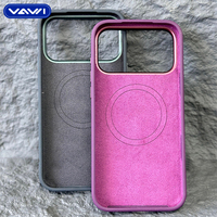 Coque de téléphone magnétique en silicone liquide de luxe VAWI S009 pour iPhone 18 17 Pro Max, compatible avec la charge sans fil, doublure en flanelle, protection antichoc