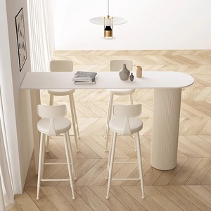 Mesa de <span class=keywords><strong>Bar</strong></span> de tablero de roca de lujo moderno, parte superior de piedra alta para el hogar, Hotel, centro comercial, entrada, apartamentos pequeños, sala de estar, balcón, pared, hierro lateral - Product Image 6