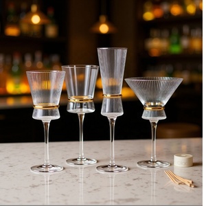 Verre à cocktail de luxe léger doré, verre digestif en cristal sans plomb avec taille dorée, coupe à <span class=keywords><strong>champagne</strong></span> - Product Image 2