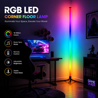 Lampu Lantai Sudut Modern RGBIC RGB Kontrol Aplikasi Sinkronisasi Musik WiFi Pencahayaan Ambient LED Tripod untuk Ruang Gaming