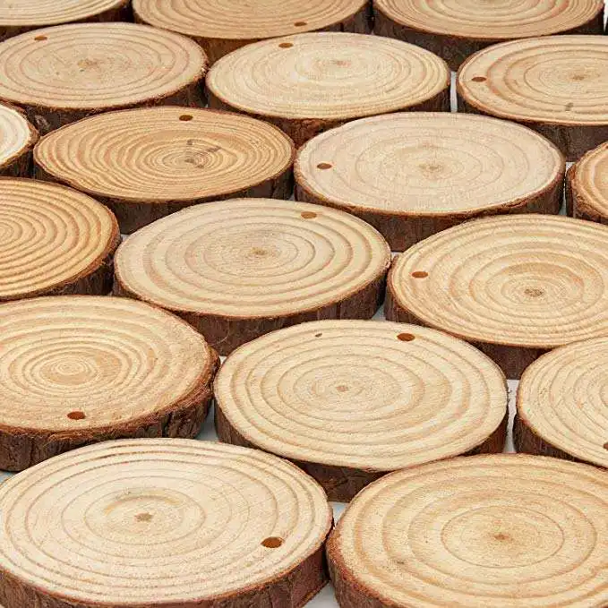 All'ingrosso all'ingrosso ornamenti di natale incompiute fette rotonde naturali fette di legno di pino