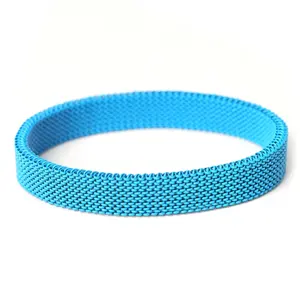 Bracelet en acier inoxydable extensible fait à la main, ceinture élastique, maille extensible, bracelet de printemps en maille bleu ciel coloré