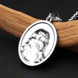 Yunnique – collier avec pendentif visage de Jésus en argent tibétain pour hommes, chaîne de 60cm, cadeau, bijoux à la mode - Product Image 4