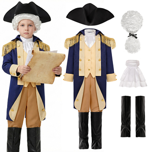 Nuevo Disfraz de Halloween para Niños de <span class=keywords><strong>George</strong></span> Washington, Uniforme Colonial Americano de Hamilton con Peluca - Product Image 1