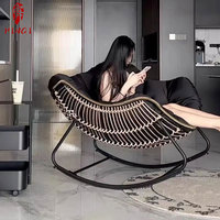Fauteuil de loisirs nordique de qualité supérieure pour la maison et le balcon, chaise à bascule en rotin, ensemble de chaises pivotantes et table, canapé paresseux