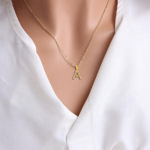 Özel kadın klasik kelebek küba bağlantı kolye paslanmaz çelik zincir nişan için zirkon nazarlık altın kaplama ile - Product Image 2