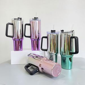 New 40Oz Sublimation Plating Tumbler Gradient <b>Magic</b> Mirror Sport Water Bottle Ombre Color Travel Mug With Straws - Product Image 1