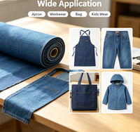Tissu denim tissé extensible lavé 10*200D 8oz en mélange coton polyester élasthanne, en stock, pour vêtements de travail pour garçons, sacs, tabliers et vêtements pour enfants