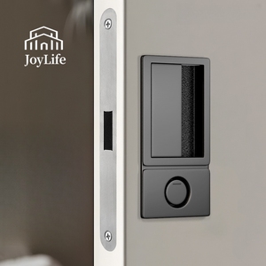Serratura Magnetica Piatta Minimalista Nera da Incasso per Camere da Letto, Maniglia Silenziosa per Porte Interne in Legno - Product Image 1