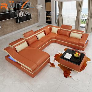 سعر الجملة الظلام البني أريكة قطاعات أريكة غرفة المعيشة أريكة الأثاث أريكة مع مصباح ليد - Product Image 6