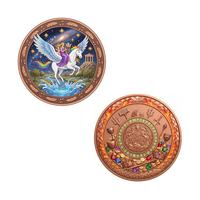 Pièce de collection artistique de prestige en cuivre fin .999, 1 once, avec relief haut de gamme représentant Pégase céleste, Harpe, Musée et Galaxie, au design éclatant