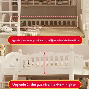 Cama <span class=keywords><strong>litera</strong></span> infantil multifuncional de dos niveles, estilo americano, de madera maciza, doble, alta y baja, origen China, nuevo modelo - Product Image 4
