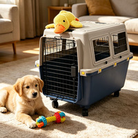 Cage de transport pour animaux de compagnie en plastique rigide, coque épaisse, confortable, facile à transporter, avec roues silencieuses pour chiens et chats