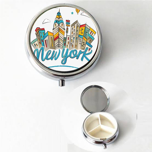 Round Metal Pill Box Promotional Fancy Design Round Shaped Metal Blank Medicine Pill Cutter Box