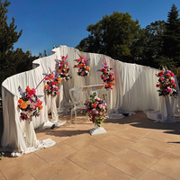 NIKA Cortinas Elegantes para Bodas, Telón de Fondo con Marco Metálico en Forma de S, Soporte de Arco para Telón de Fondo Ondulado