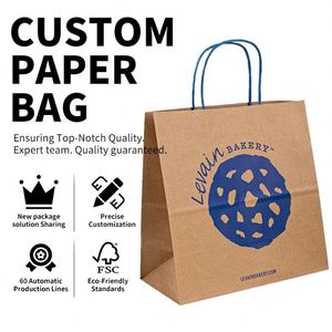 Bolsa de Papel Kraft con Logotipo Personalizado, Multicolor, Resistente a Desgarros, Materiales Reciclados para Uso en Supermercados, Estilo Clásico, Hecho en China - Product Image 1