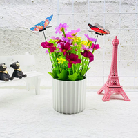Orchidée et chrysanthème artificiels en pot, style bonsaï, pour la décoration intérieure européenne, faits à la main et réalistes dans un bassin à grain vertical