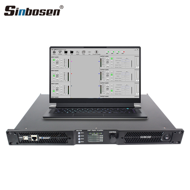 4 Channels X 800 Watts Class d 1u Power Amplifier with DSP Processor