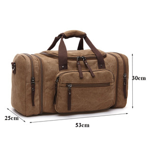 Personnalisé 16 oz Toile Voyage Sac Faible QUANTITÉ MINIMALE DE COMMANDE En Gros Grande Capacité Homme Sport Duffle Fourre-Tout Vintage Sac de Sport En Plein Air Pour Hommes - Product Image 6