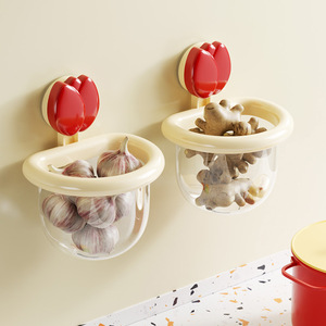 Boîte de rangement à ventouse Zexi Tulip, 1 couche, en ABS, pour étagère de cuisine ou de salle de bain - Product Image 1