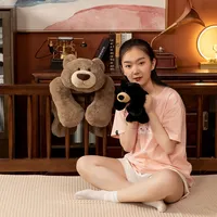 강아지 곰 봉제 장난감 슈퍼 소프트 플러시 스트레스 릴리프 잠자는 포옹 베개 다리 클램프 PP 청소년을 위해면 채워진 생일 선물
